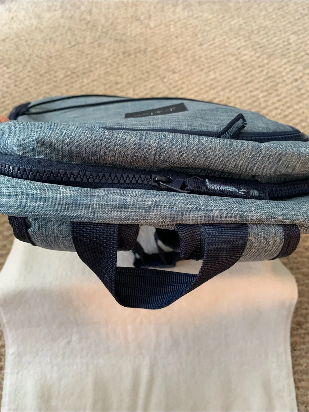 BellaRusso 18.75” Blue Backpack with Navy Blue Base